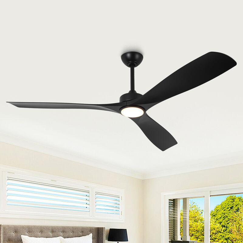 60" Large Modern Ceiling Fan with Dimmable LED Lights, DC Motor, 6 Speeds, Remote Control