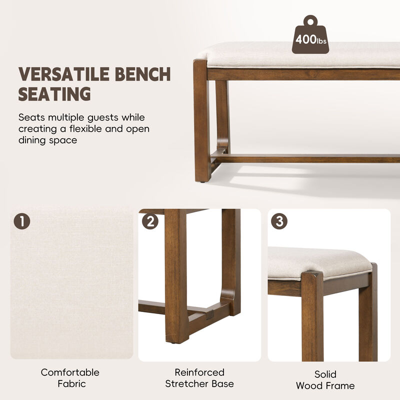 Merax Extendable Dining Table Set with 6 Seats, Solid Wood Construction, Padded Seating image number 6