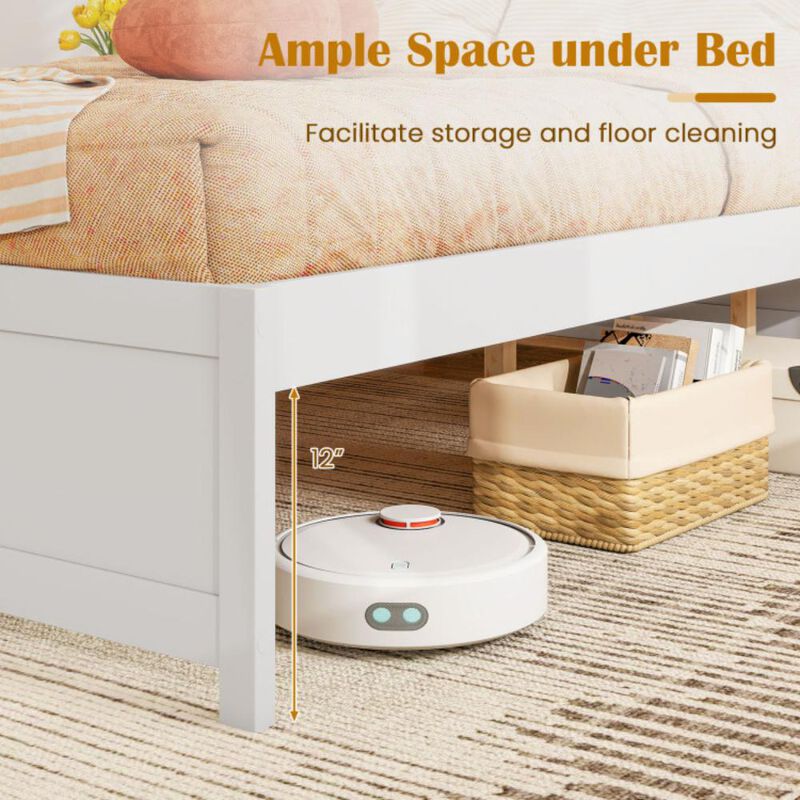 Hivvago Full Size Wooden Bed Frame with 2 Rolling Storage Drawers