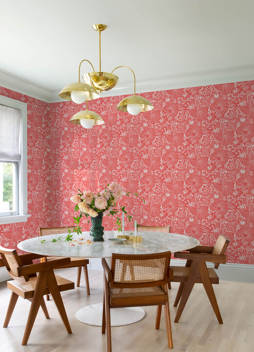 Idalia Coral Floral Flamingo Wallpaper
