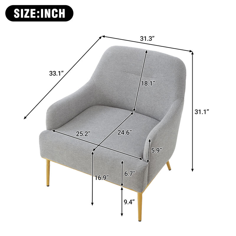 Merax Modern Curved Chenille Accent Chair with Gold Metal Legs image number 3