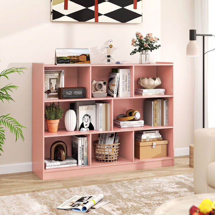 3-Tier Open Cube Bookcase with 8 Compartments for Home Storage