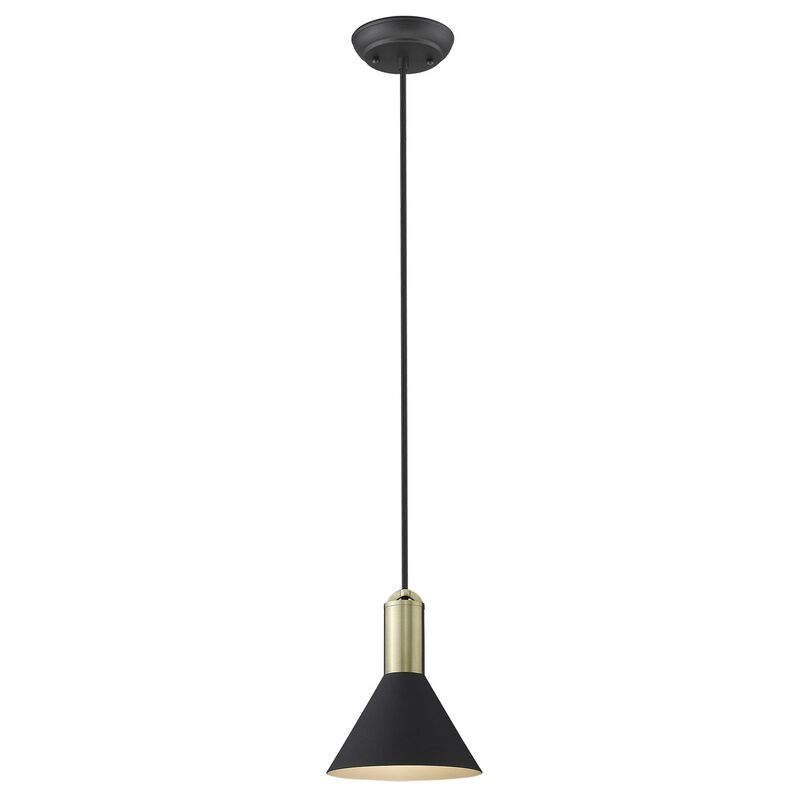 Hivvago Matte Black and Gold Conical Pendant Hanging Light