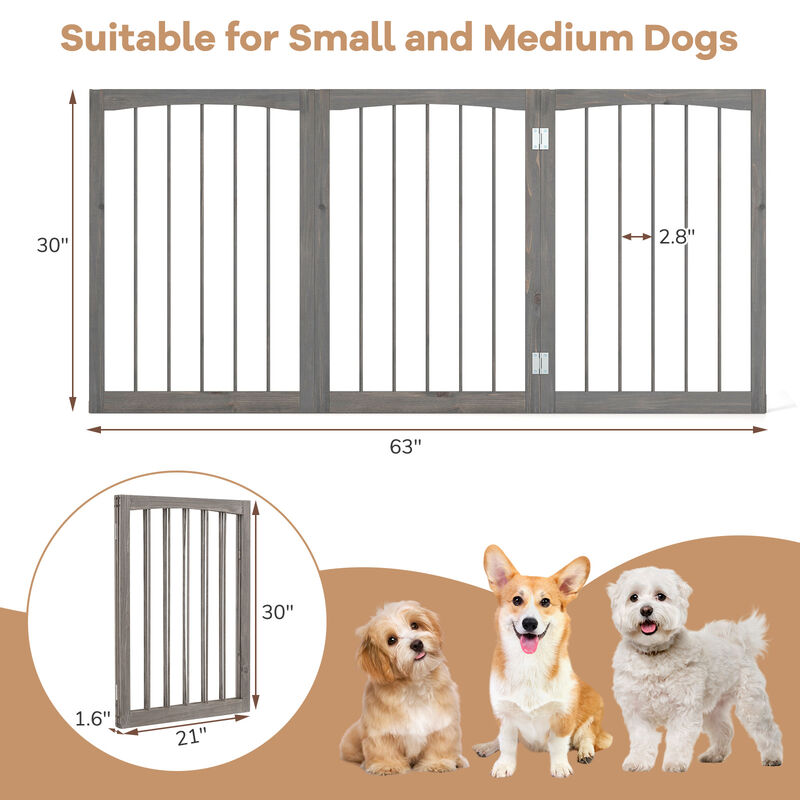 Tall Freestanding Pet Gate &ndash; Wooden Indoor Divider for Cats and Small Dogs image number 4
