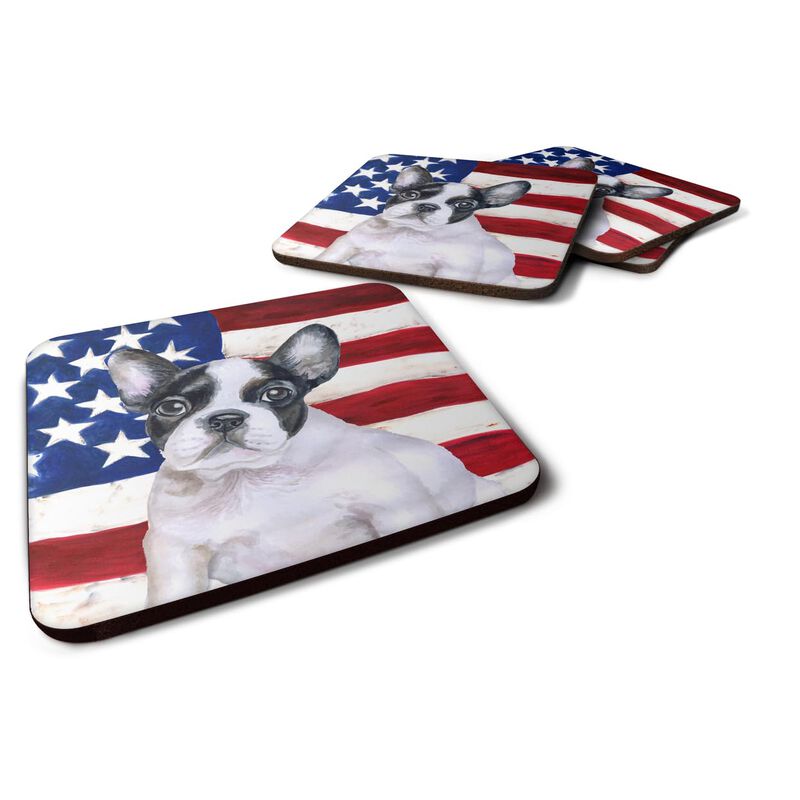 Caroline's Treasures French Bulldog Black White Patriotic Decorative coasters, Multicolor
