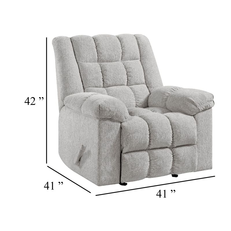Winy Manual Rocker Reclining Chair, Pillow Grid Tufted Gray Chenille image number 5