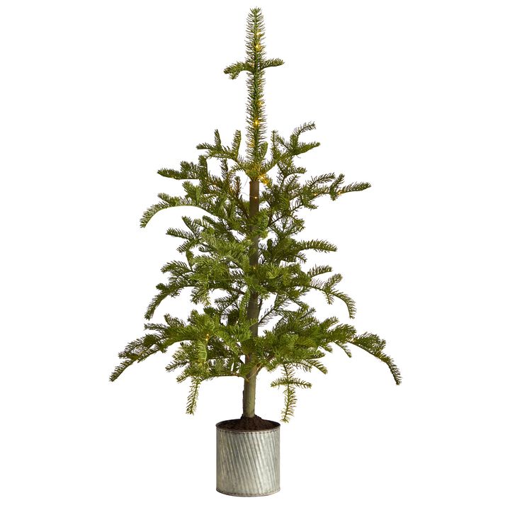 Hivvago 4.5 Feet Pre-Lit Christmas Pine Artificial Tree in Decorative Planter