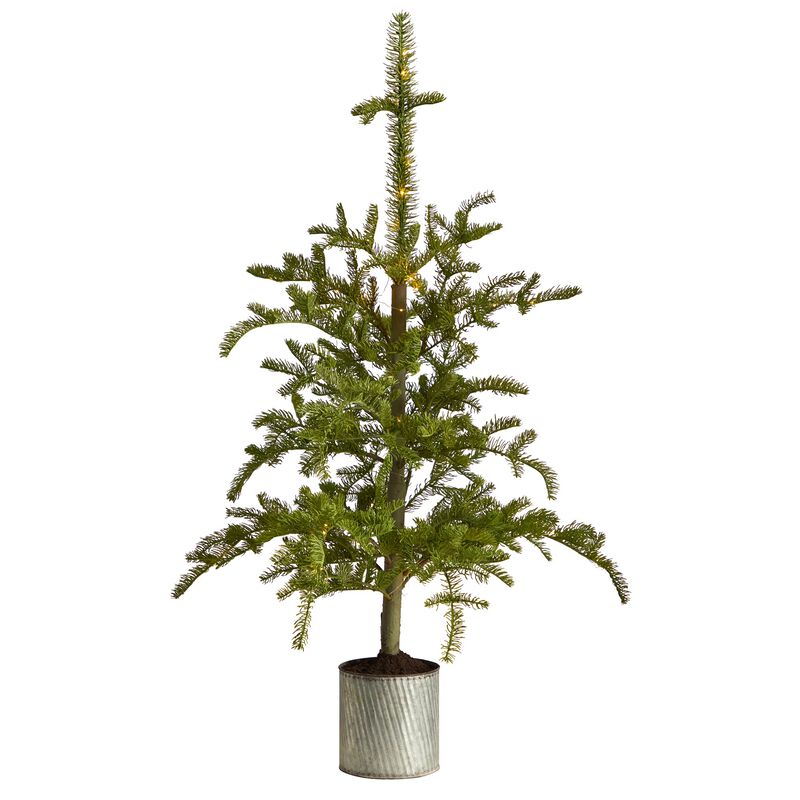 Hivvago 4.5 Feet Pre-Lit Christmas Pine Artificial Tree in Decorative Planter