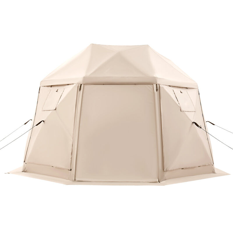 Pop Up Screen House Tent for 8-10 People with Removable Canopy and Carry Bag-Beige image number 7