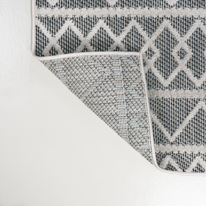 Aylan High-Low Pile Knotted Trellis Geometric Indoor/Outdoor Area Rug