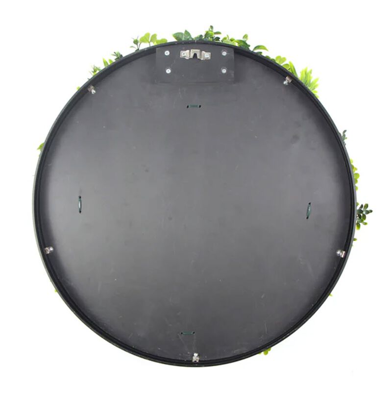 Slimline Flowering White Artificial Green Wall Disc UV Resistant 40" (White Frame Wall Art) image number 1