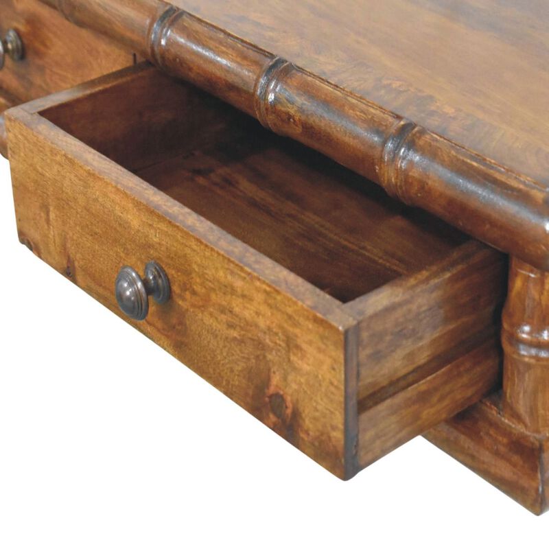 Artisan Furniture Solid Wood Bamboo Two Drawer Console Table , Brown image number 5