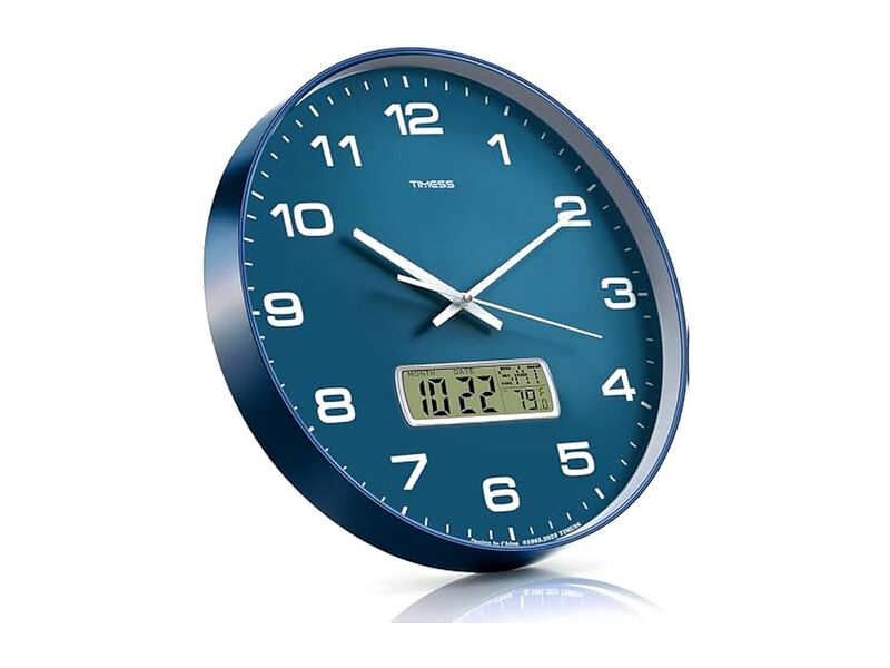 LCD Display Perpetual Calendar Temperature Wall Clock 10 Inch Silent Non Ticking image number 3