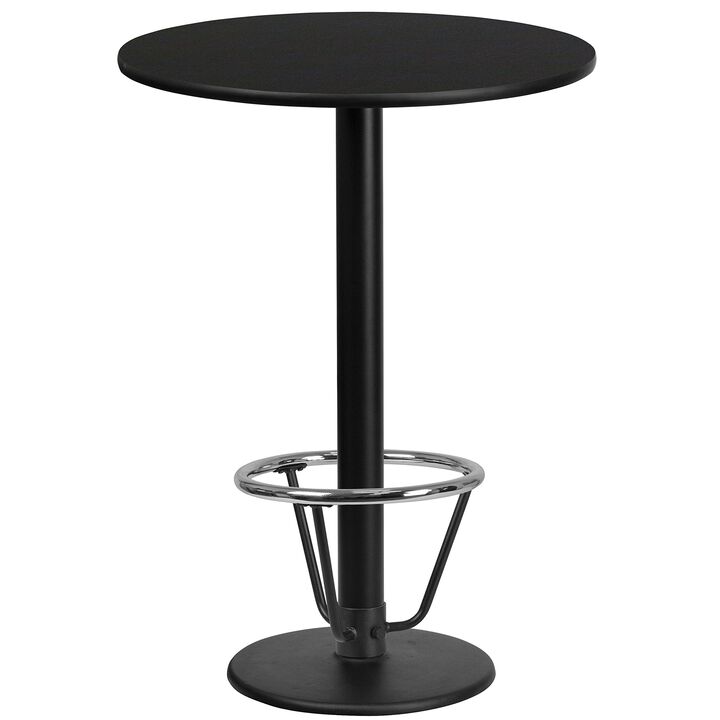 Flash Furniture Stiles 24'' Round Black Laminate Table Top with 18'' Round Bar Height Table Base and Foot Ring
