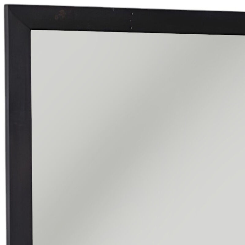 HomeRoots 28" Dark Brown Solid Wood Framed Accent Mirror image number 3