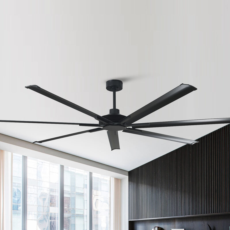 120" Industrial Matte Black Reversible 7 Aluminum Blades Extra Large Ceiling Fan with Remote for Warehouse, garage, or Factory image number 4