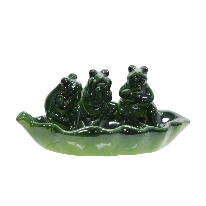 Ceramic Frog Trio Bird Feeder