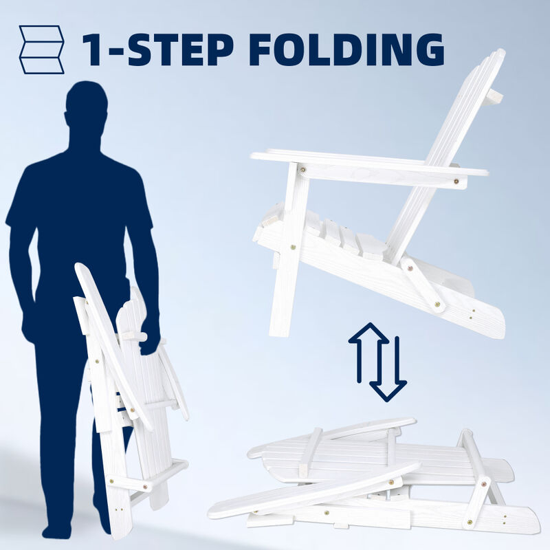 Set of 2 Garden Wood Lounge Chairs &ndash; Outdoor Folding Adirondack Patio Chairs