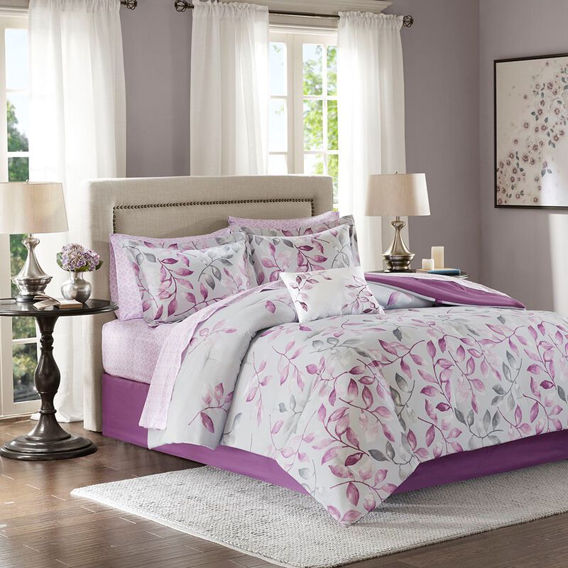 Gracie Mills Amalia 9-Piece Floral Comforter Set with Coordinating Cotton Bed Sheets image number 3