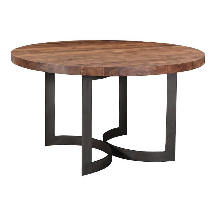 Starlight Canyon Home Brown Round Dining Table &ndash; Solid Wooden Table with Iron Base