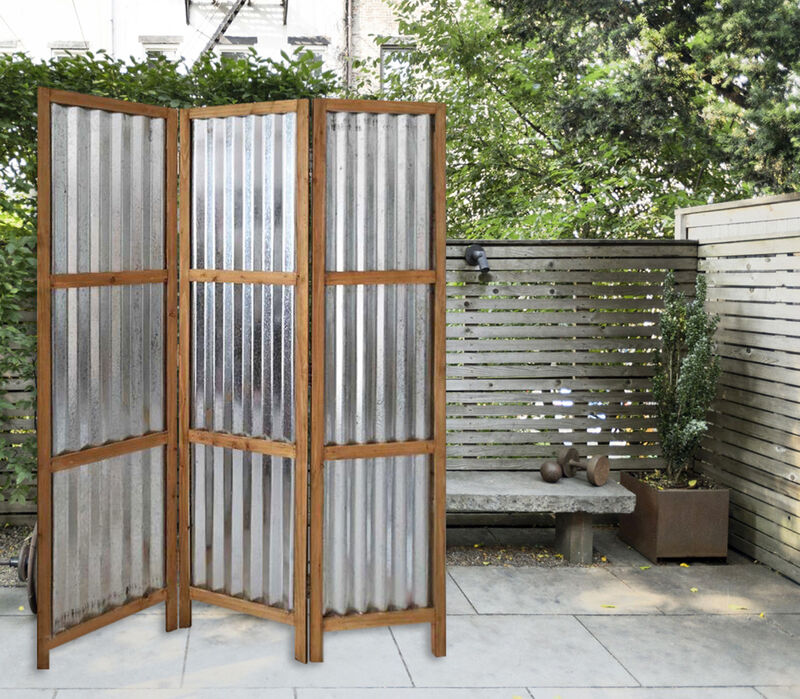 Screen Gems Industrial Style 3 Panel Brix Screen Room Divider