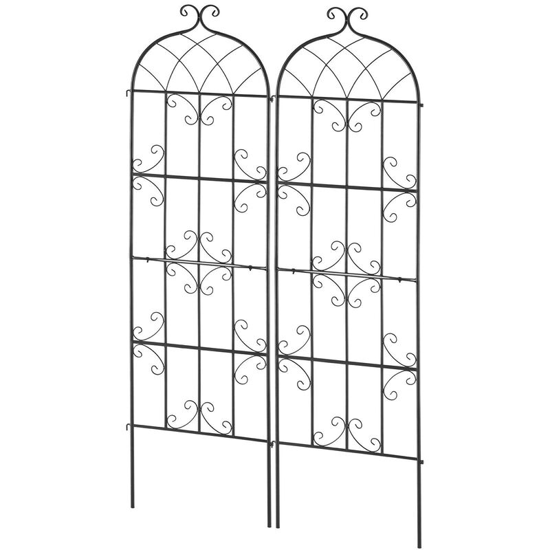 Outdoor Garden Trellis 2-Pack, Metal Climbing Plant Support for Flowers & Cucumbers-Black image number 0