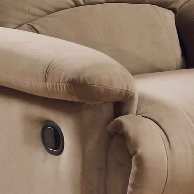 Deby 35 Inch Modern Motion Recliner Chair, Soft Microfiber Seat, Brown-Benzara