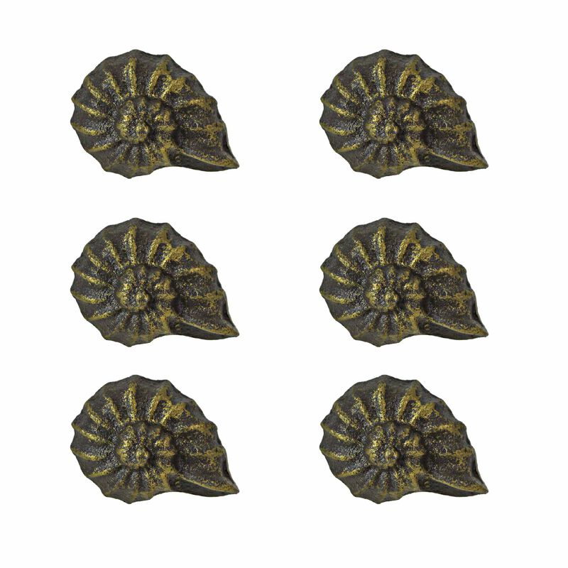 Set of 6 Rustic Aged Bronze Finish Cast Iron Nautilus Shell Drawer Pulls - 2 Inches Long - Nautical Seashell Cabinet Knobs for a Coastal Home Decor Touch image number 2
