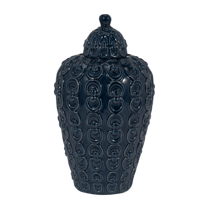 12" Chain Texture Jar, Navy