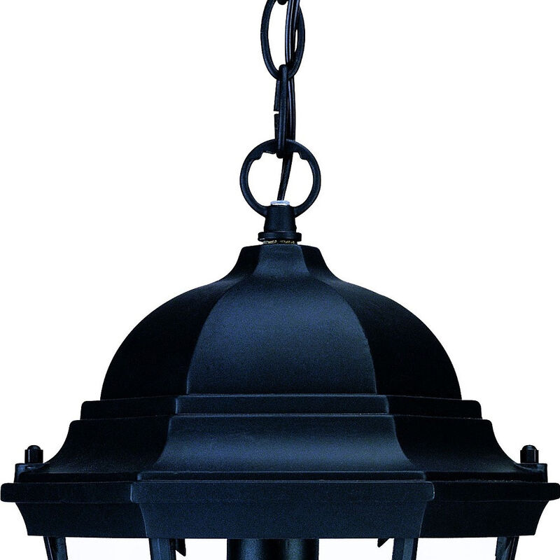 Hivvago Black Lantern Beveled Metal Dimmable Chandelier With Clear Shades