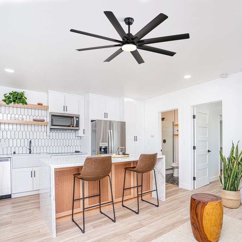 66 Inch Ceiling Fan With Dimmable Led Light 8 ABS Blades Smart Remote Control Reversible DC Motor image number 2