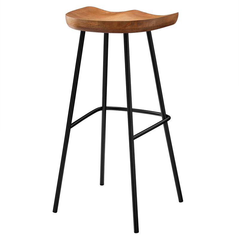 Modway EEI-6742-WAL Concord Backless Wood Bar Stools - Set of 2, Walnut image number 5