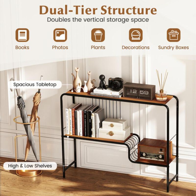 Hivvago Console Table with Storage Shelf and Metal Frame for Living Room