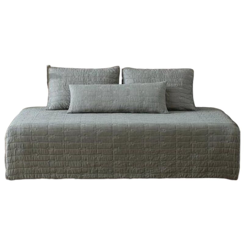 Hivvago Lightweight Dark Green Brick Fish Pattern 4 Piece Cotton Daybed Cover Set