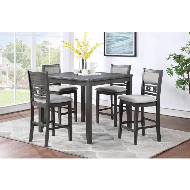 New Classic Furniture Furniture Gia 5-Piece Transitional Wood Counter Set in Gray