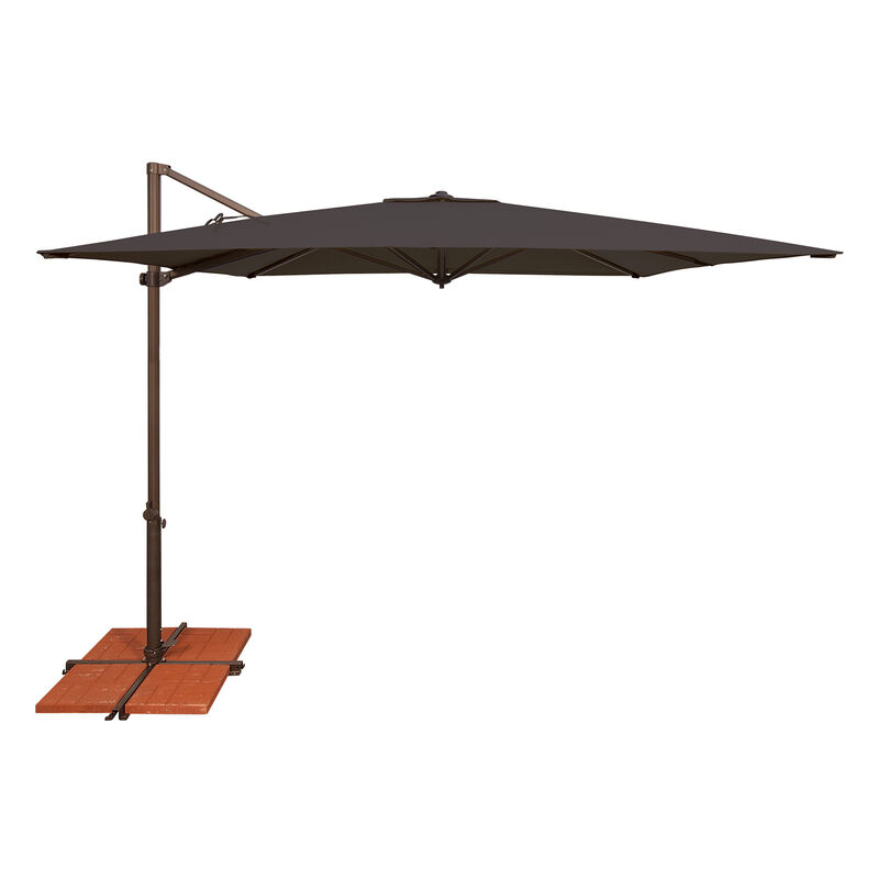 Mondawe 8.6FT Solefin Square Cantilever Umbrella with Cross Bar Stand, Bronze Frame image number 0