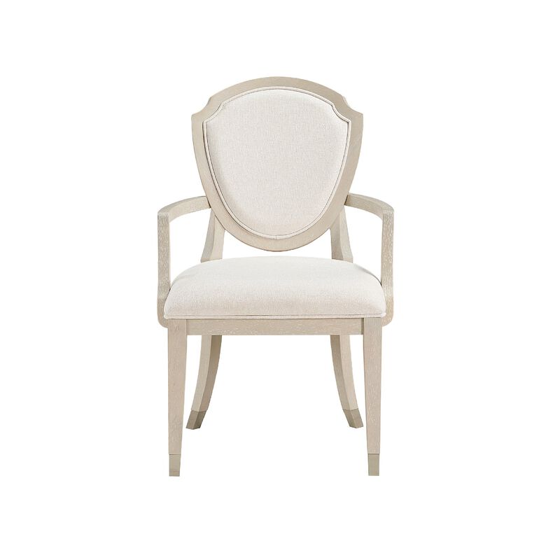 Olto Set of 2 Dining Armchairs, Ivory Chenille, Light Oak Brown Wood, Dipped Legs image number 2