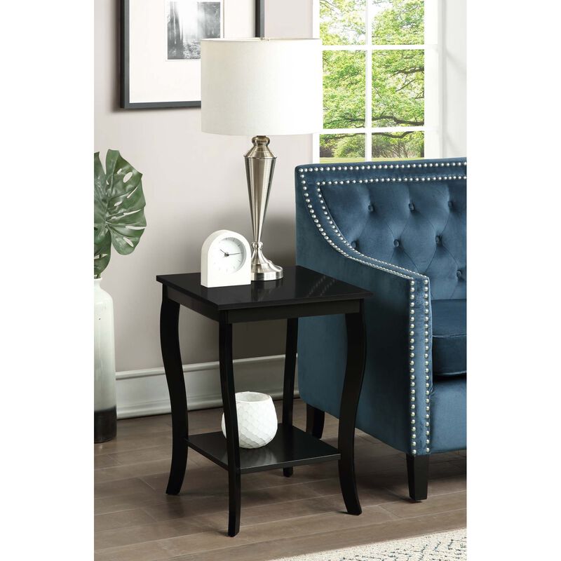 Convenience Concepts American Heritage Square End Table with Shelf, Black