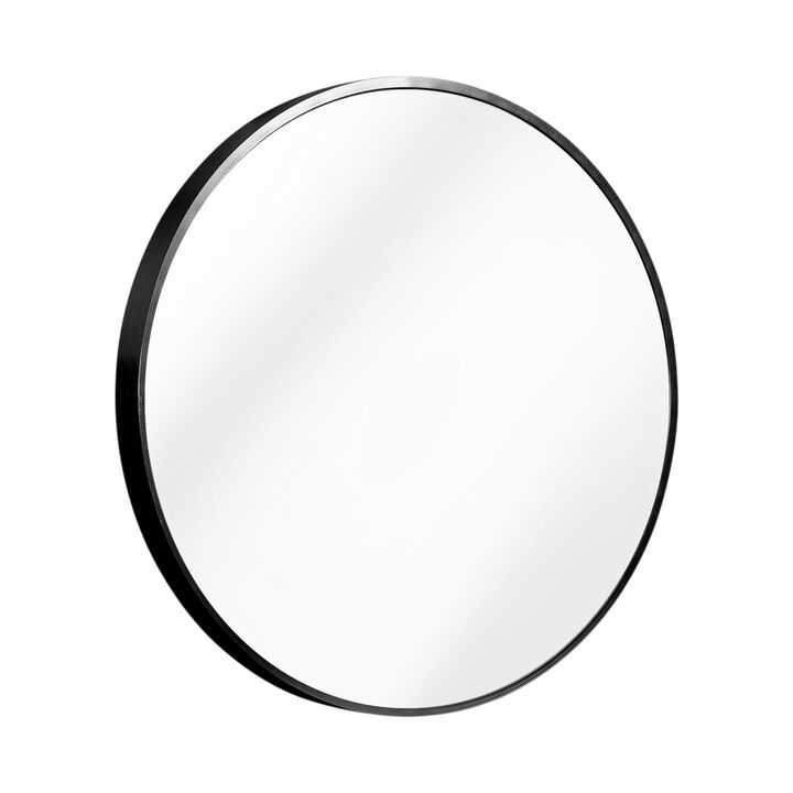 HomeRoots 27" Black Aluminum Round Framed Accent Mirror