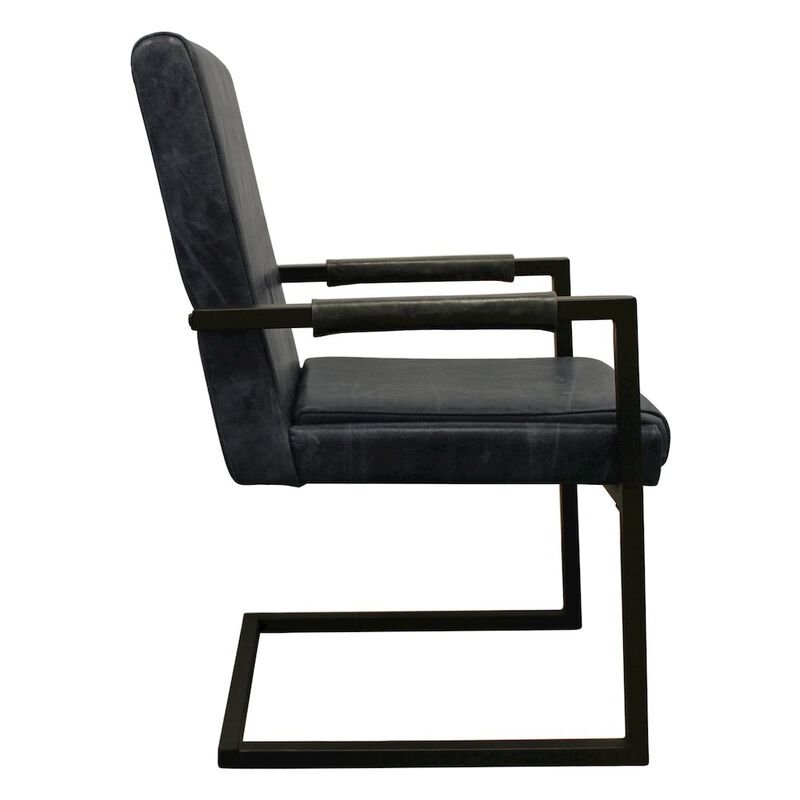 Wendy Arm Chair in Antique Black Leather 2-Piece Set
