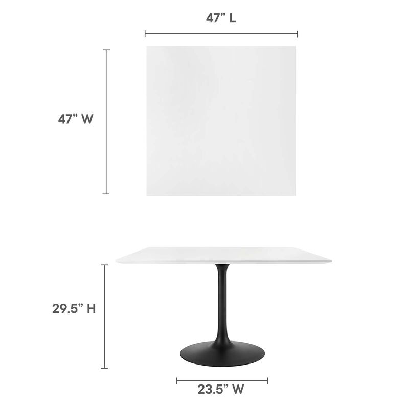 Modway - Lippa 48" Square Dining Table Black White