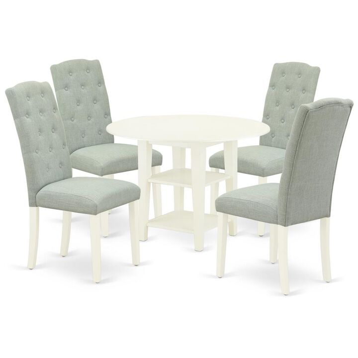 East West Furniture Dining Room Set Linen White