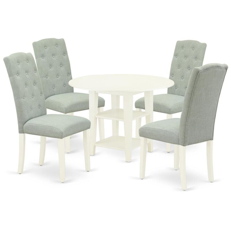 East West Furniture Dining Room Set Linen White