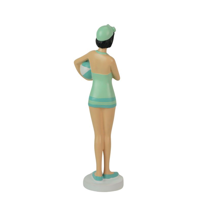 Retro Bathing Beauty Figurine Set &ndash; Striped Swimsuits, Coastal Home Decor image number 4