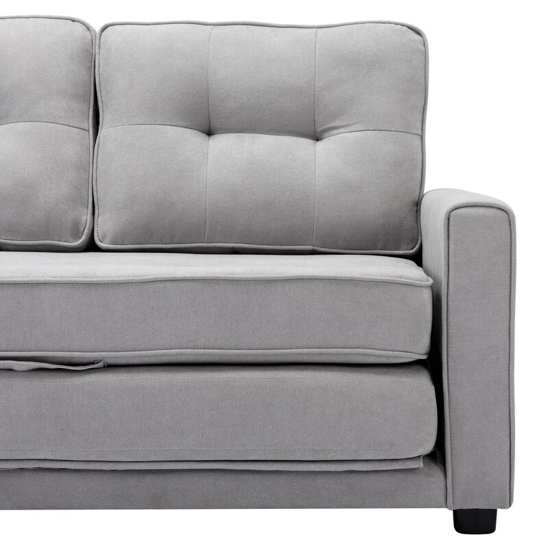 Merax 59.4" Loveseat Sofa with Pull-Out Bed Modern Upholstered Couch with Side Pocket for Living Room Office