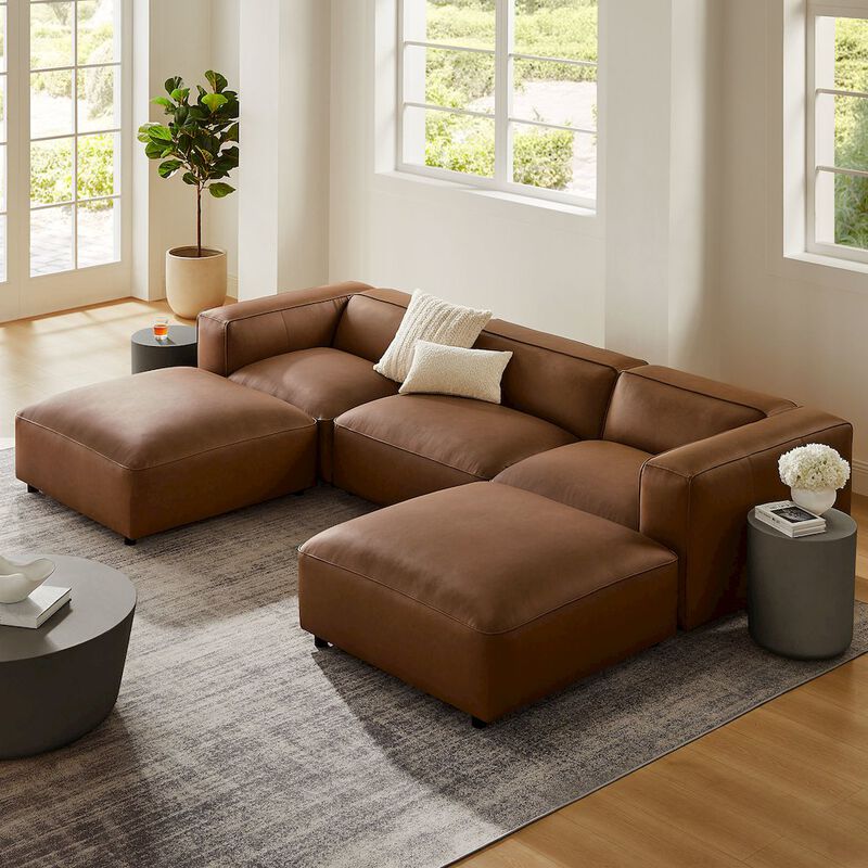 Auren 5-Piece Upholstered Vegan Leather Modular U-Shaped Sofa image number 7