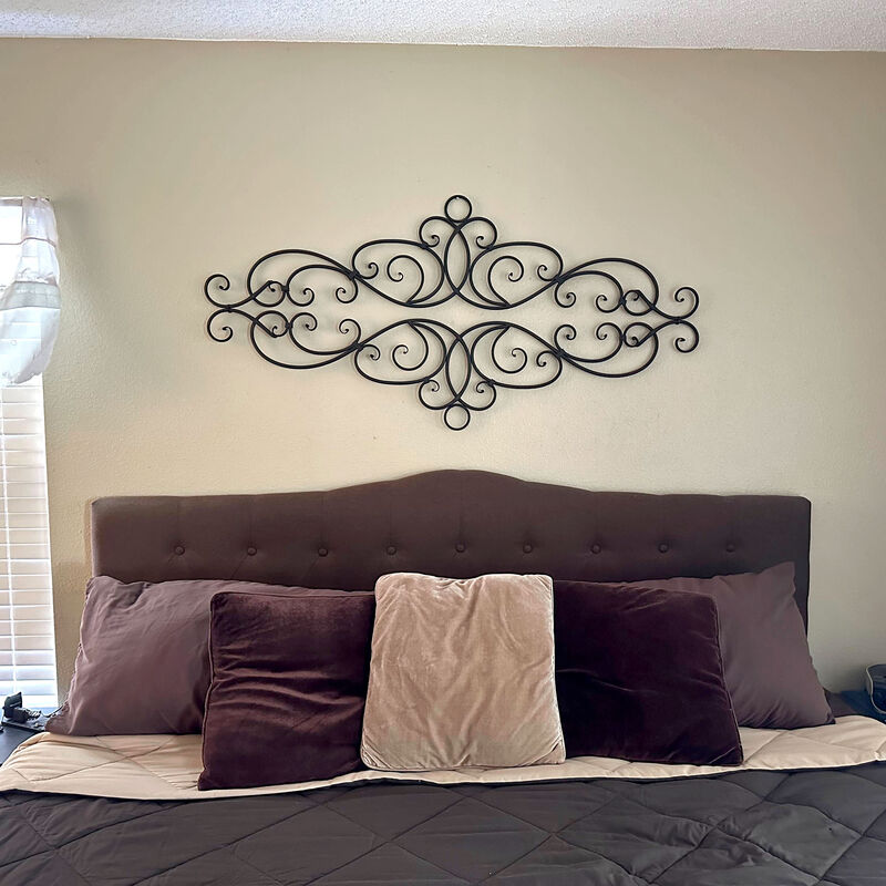 Antique Bronze Metal Elegant Scrolls Wall Pediment Set of 2 image number 5
