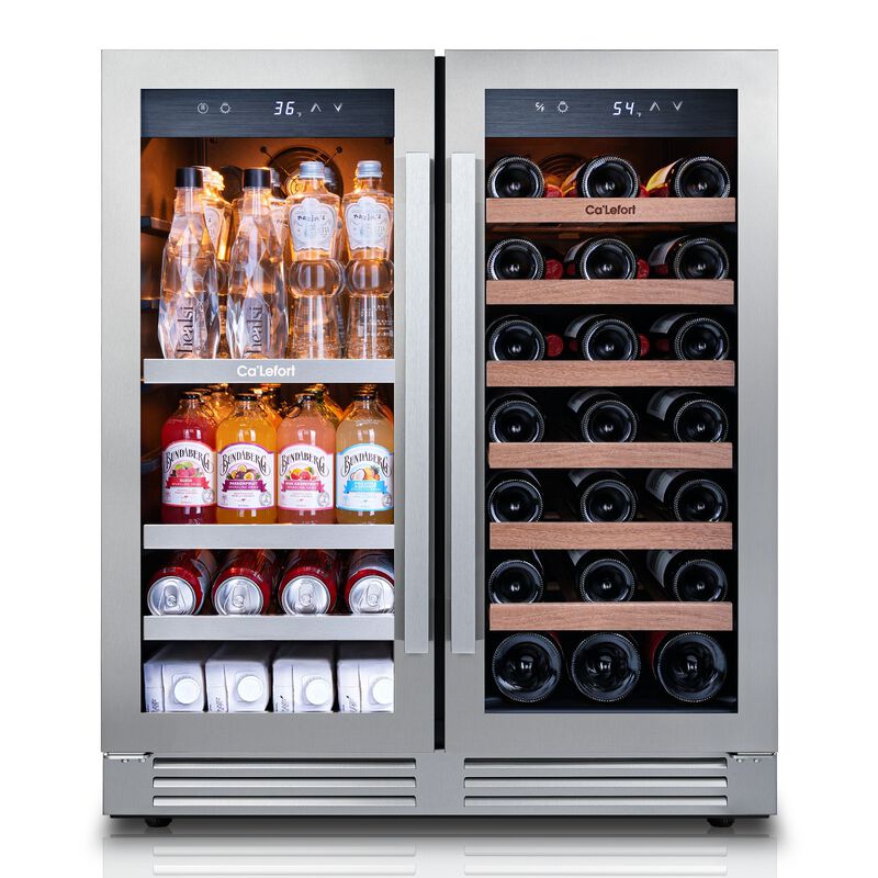 30 Inch Wine and Beverage Refrigerator, 3 Color LED, Dual Zone Wine Fridge,33 Bottles &80 Cans,Built-in Beverage Cooler image number 0