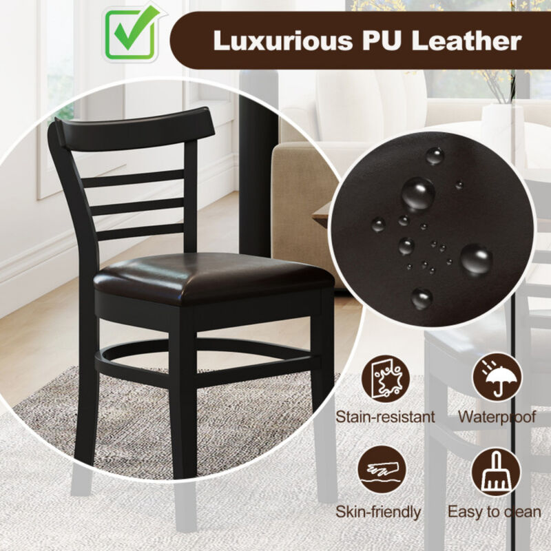Wooden Dining Chair Set of 2 with Solid Rubber Wood Legs for Restaurant image number 8