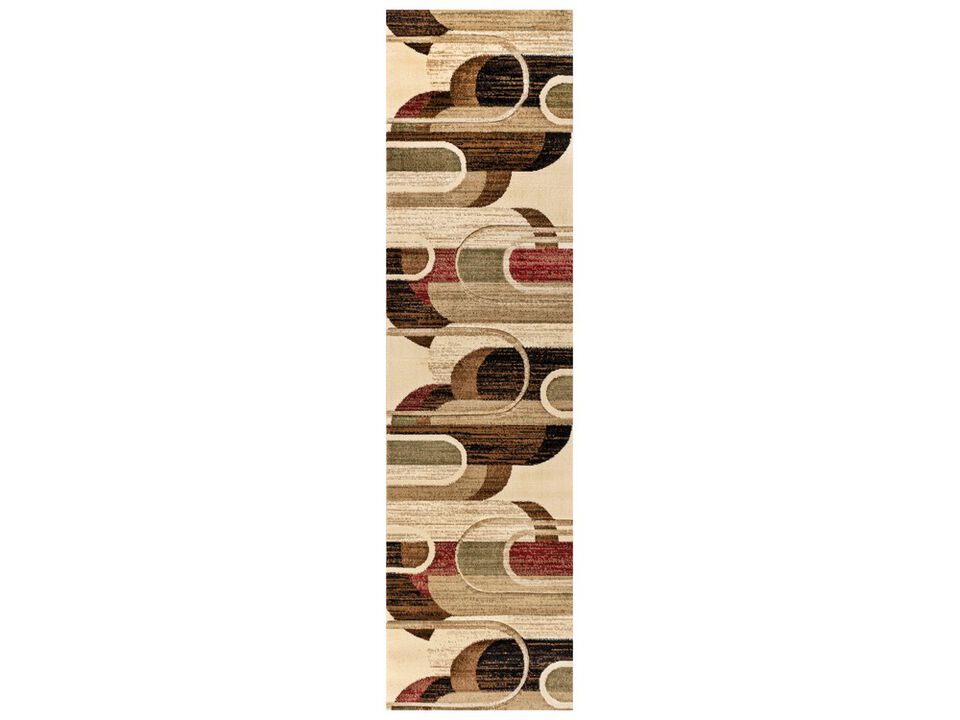 Tamara Retro Abstract Arches Cream/Brown/Red 2 ft. x 8 ft. Runner Rug
